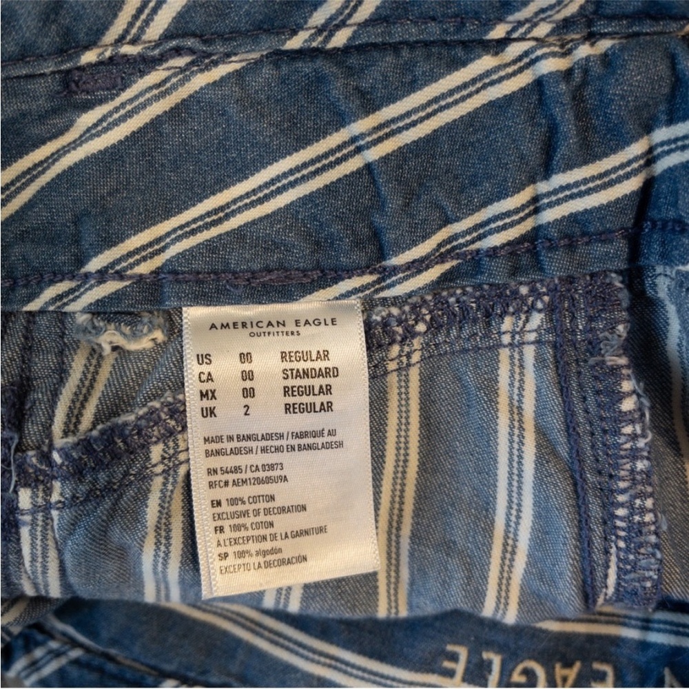 American Eagle Outfitters Blue and White Striped Pants Pleated size 00 - Picture 8 of 9